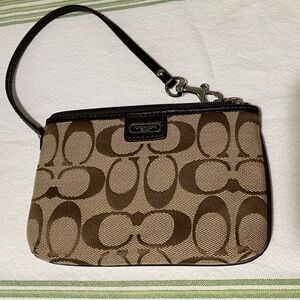 Coach signature canvas wristlet 6 1/2 by 4 1/2